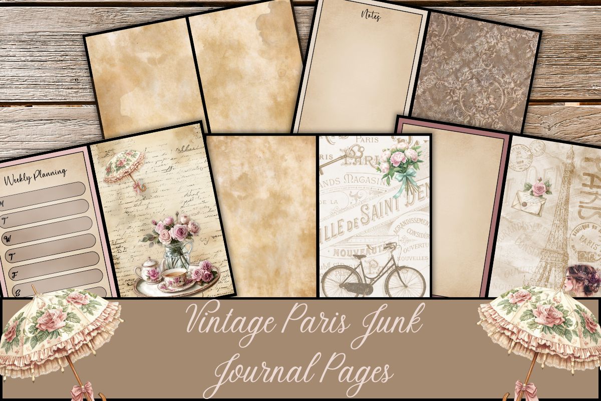 Vintage Paris Junk Journal Pages,