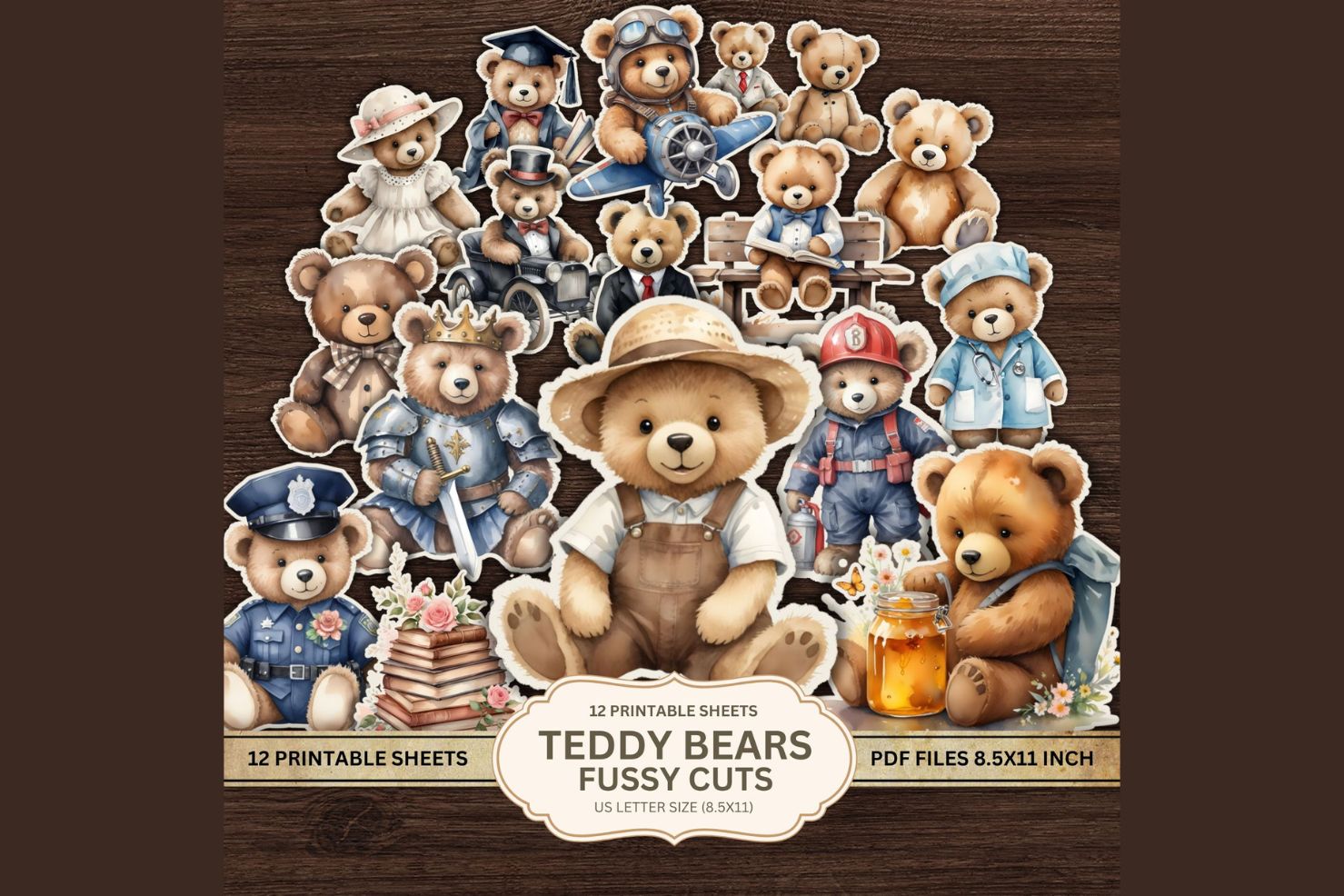 Teddy Bears Fussy Cuts PDF