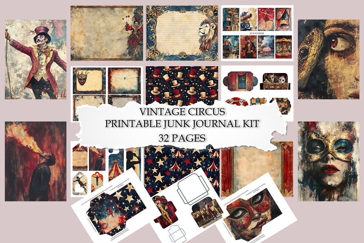 Vintage Circus Junk Journal Kit