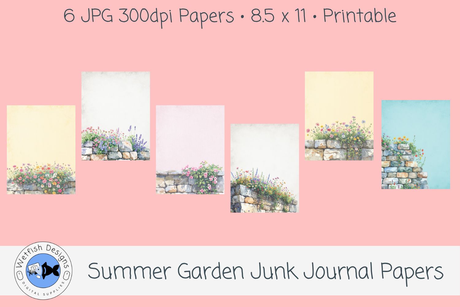 Summer Garden Junk Journal Papers 1
